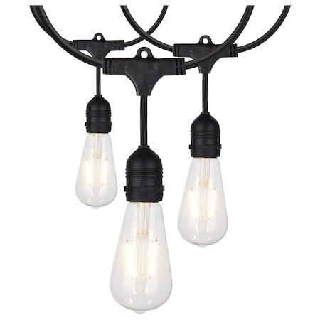 Satco 24-Foot LED String Light Fixture with 12 Vintage ST19 Lamps, 120 Volts S8036